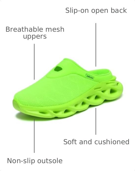 Image of Jakcuz Men Slip On Mules Lightweight Open Back Sneakers Breathable Walking Shoes