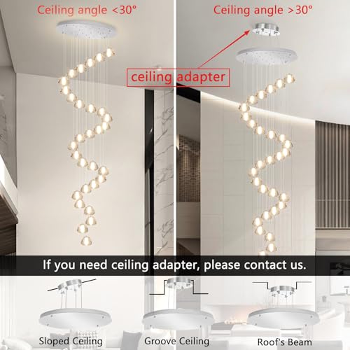 Image of 30-Lights Modern Crystal Chandeliers for Staircase LED Handing Light Fixture for Foyer Hallway Entrance