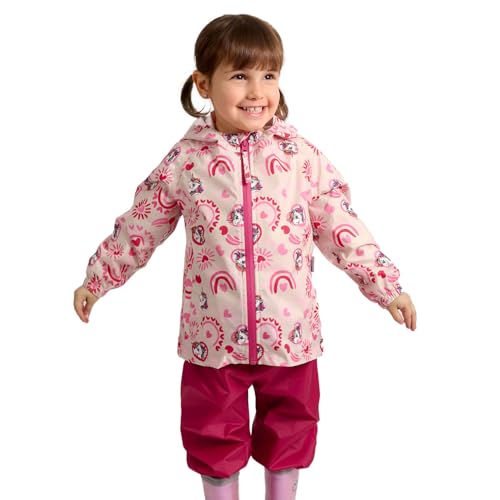 PERLETTI Regenset Kinder Wasserdicht mit Regenjacke und Regenhose - Reflektierende Regenanzug Matschanzug Set Jacke Hose Klein Jungen Mädchen (DE/NL/SE/PL, Alter, 6 Jahre, 7 Jahre, Regular, Einhorn)