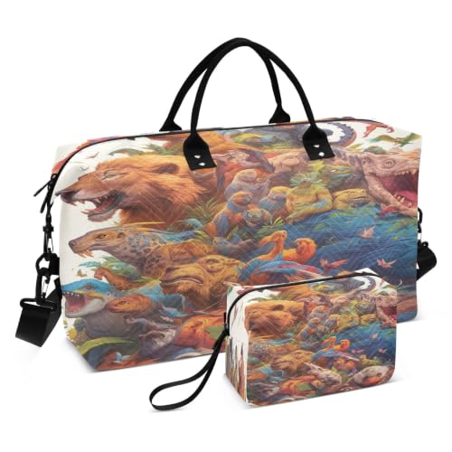 Sac de sport de natation dessins animés animaux avec trousse à maquillage