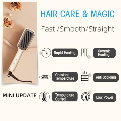 Herb Life HAIR STRAIGHTENER STYLING COMB Hair Straightener Brush Fast Heating, Straightening Brush 3-Speed Temperature Adjustment, Hair Straightener Reduces Frizz Hot-Air Brushes thumb #1