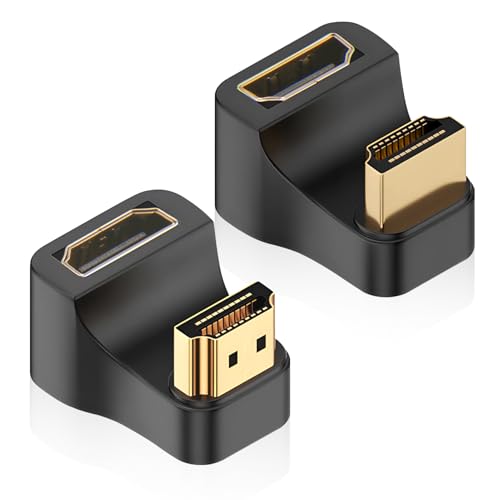 teasteam HDMI 2.1 U Forma Angulo Mostrar Adaptador 2 Piezas, 180 Grados Macho a Hembra Ultra HD Conector Tomas 3D 8K@60Hz / 4K@120Hz para HDTV Monitor Proyector Laptop PC (1 Positivo+1 Invertir)