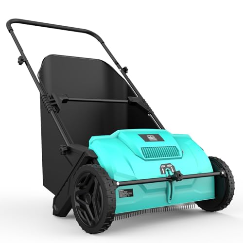 INTEC - Spazzatrice meccanica per foglie e erba, raccogli foglie e erba da giardino, grande contenitore 100L
