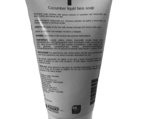 Miniatura 7 de Funat Pepino con cara de manzanilla líquido orgánico Gel limpiador de espuma facial hidratante piel grasa sin parabenos 5.2 Oz-5.29 oz