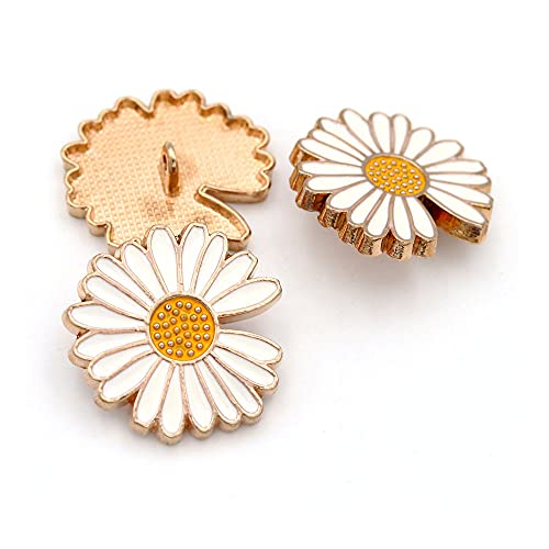 5Pcs Metal Button Daisy Shape Single Hole For Garments Crafts Sewing Diy Embellishments(Golden,20Mm) #TOP21