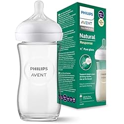 Valvula Anticolicos Avent Philips Avent Biberón de cristal Natural Response: biberón de 240 ml sin BPA para recién nacidos a partir de 1 mes (modelo SCY933/01)