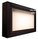 BabyRice Deep Shadow Box Display Wooden Frame - Brown and Cream - for 3D Objects, Art, Ornaments, Ha