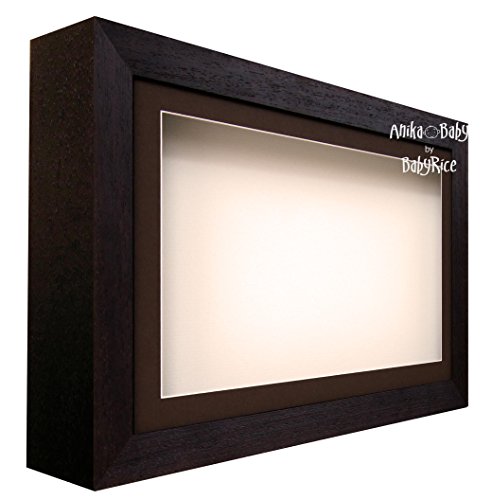 Babyrice Deep Shadow Box Display Wooden Frame - Brown And Cream - For 3D Objects, Art, Ornaments, Hand Foot Casts #TOP5