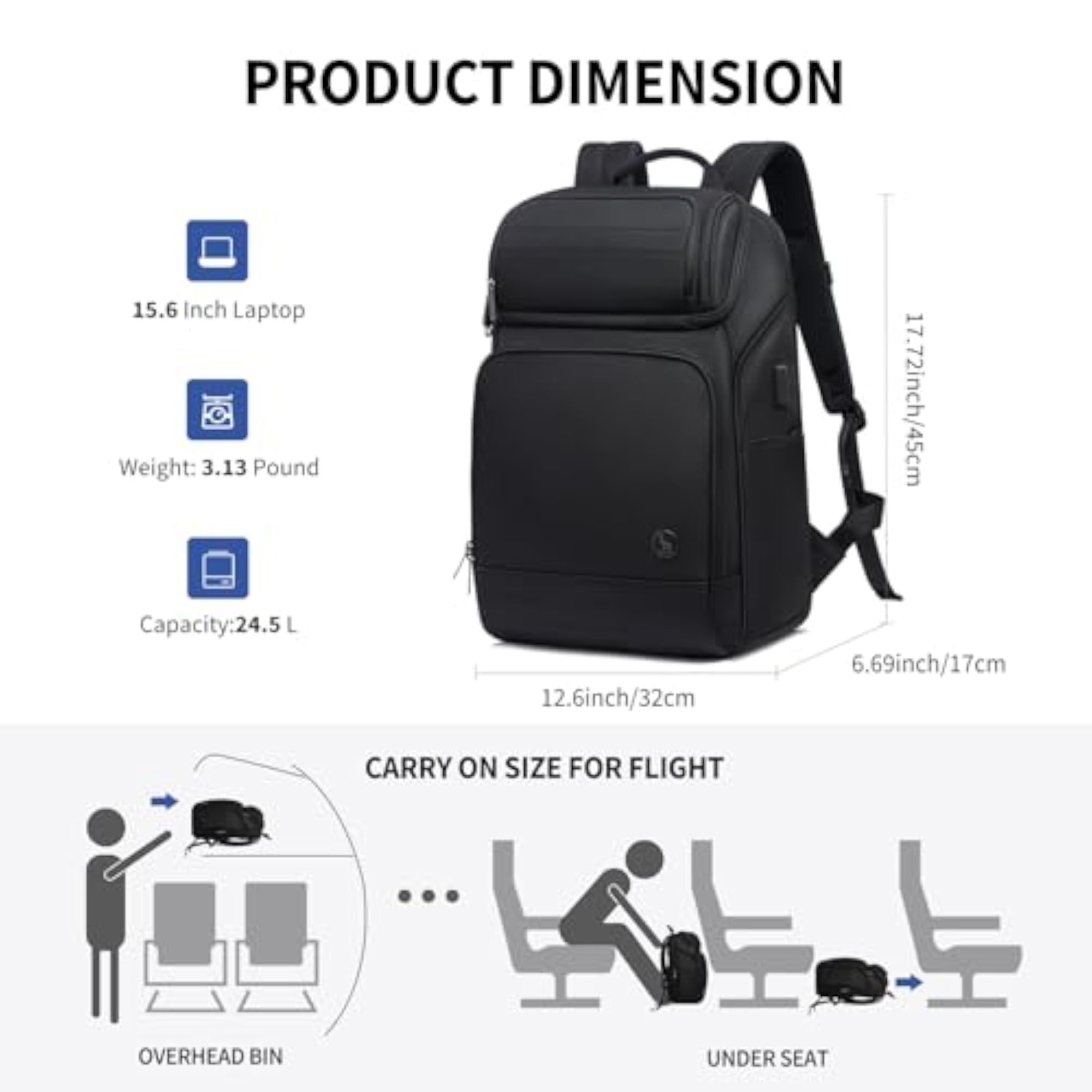 15.6 Inch Laptop Backpack for Men with USB Charging Port