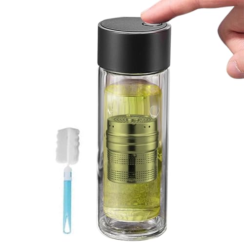 Botella de agua de té - Infusor de té de viaje 400 ml | Vasos resistentes a altas temperaturas con tapa magnética, taza de agua de doble capa para gimnasio, deporte, hidratación, vaiur