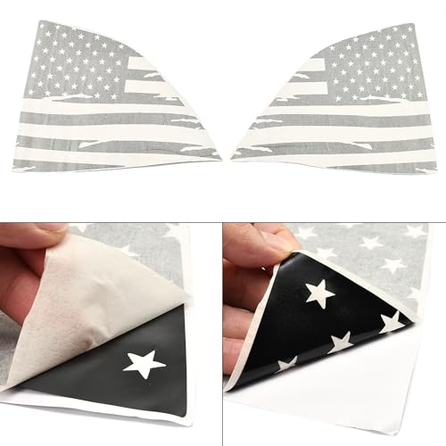 Image of American Flag Decal Car Rear Side Window Sticker Matte Black Rear Quarter Window DIY Sticker Left Right Side Window Cling Car Exterior Decoration Accessories, for Dodge Challenger 2008-2024