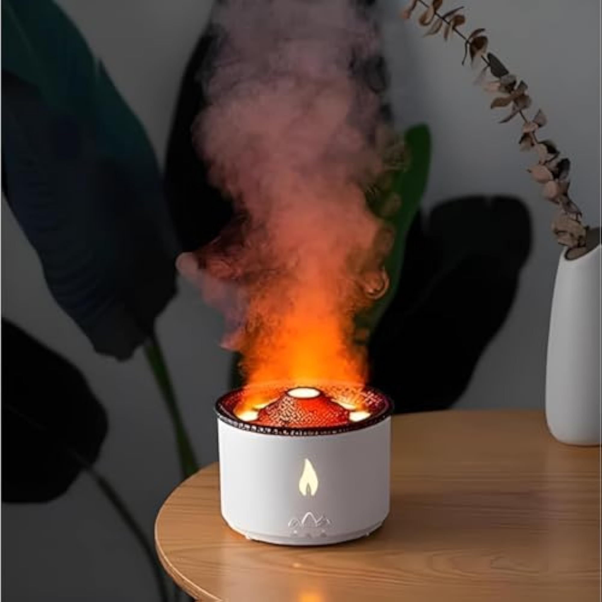Aromatherapy Humidifier with Flame & Volcano Light Timer