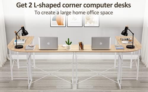 Office Desk L-Shaped Computer Desk Corner Desk Office Desk Work Table Study Desk PC Laptop Workstation for Home Office (Beech L-Shaped Desk)