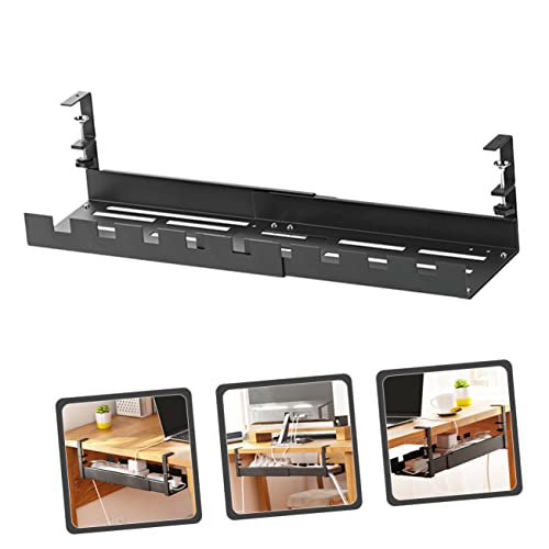 Bandeja organizadora de cables Gadpiparty para escritorio, soporte telescópico para gestión de cables, caja de almacenamiento para oficina miniatura 4