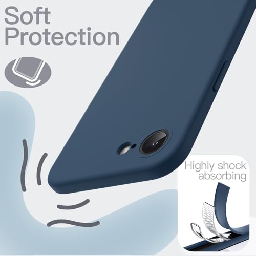 Image of JETech Liquid Silicone Cover Case for iPhone 17e (2026) / iPhone 16e, Silky Soft Touch Full-Body Protective Phone Case, Anti-Scratch Shockproof Cover with Microfiber Lining (Navy Blue)