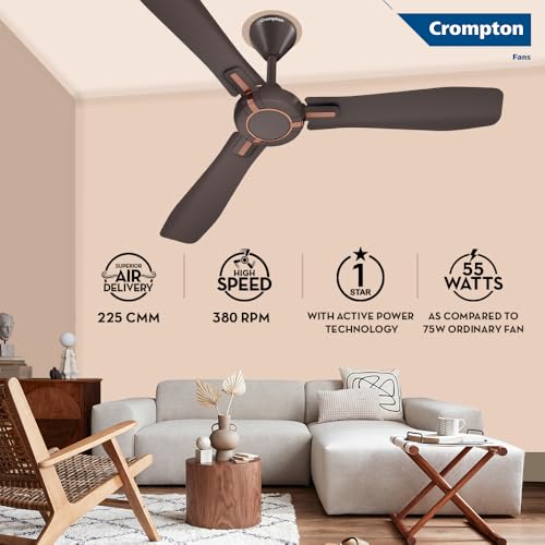 Image of Crompton HIGHSPEED SANTOS ANTIDUST 1200 mm (48 inch) Ceiling Fan (Matte Black) Star rated energy efficient fans