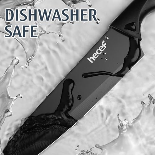 hecef 15 Pieces Professional Knife Block Set with Built-in Sharpener – Featuring Non-Stick Coating Blades & Ergonomic Handle for Precision & Comfort - Image 9