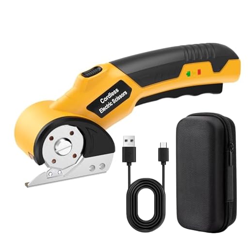 DGSHRHD Cordless Electric Scissors,Electric Fabric Scissors w/Safety Lock/LED Light/Blade/Storage Bag,4V Rechargeable Box Cutter,Electric Scissor for Fabric, Cardboard, Plastic, Leather
