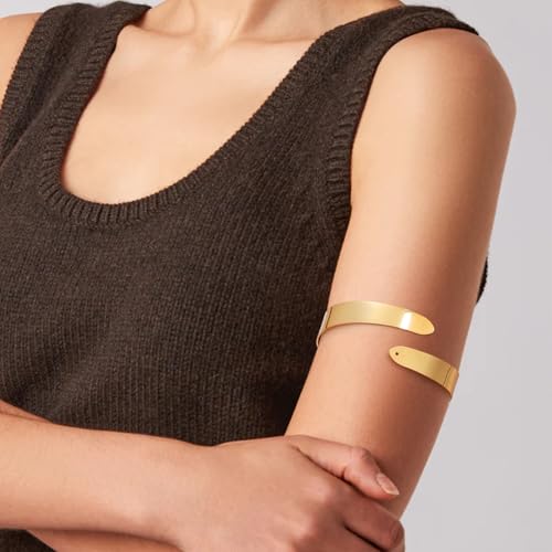 MOZAKA 10PCS Gold Arm Cuff Jewelry for Women Upper Arm Cuff Bangle Band Armlet Adjustable Arm Gold Cuff Bracelet Set2