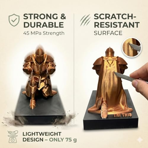 Image of Pen Holder Sculpture Eco PLA Water Resistant Scratch Resistant Desk Organizer 5x4x3 Inches Satin Silk Metallic Finish Armour Decorative Tool Stand (Copper - Customisable)