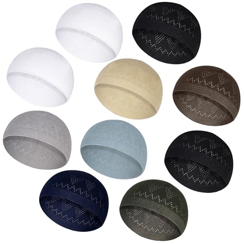 Kufi Hats for Men - Skull Kufi Caps Beanie - Taqiyah Crochet cufi - Muslim Hats for Islamic Gifts and Prayer Cap - Tupi (US, Alpha, One Size, Multicolor)