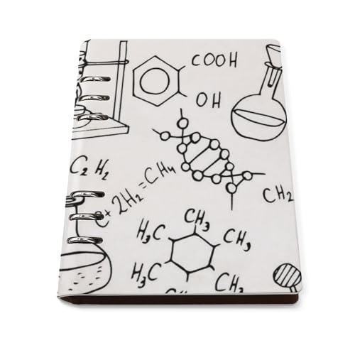 Cahier à anneaux A5 en cuir synthétique avec 6 anneaux amovibles Chemistry Print