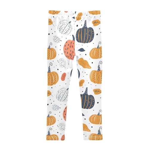 Thanksgiving Pumpkin Fruit Design Girls Leggings Soft Stretch Workout Yoga Dance Pants for Kids Casual Tights2