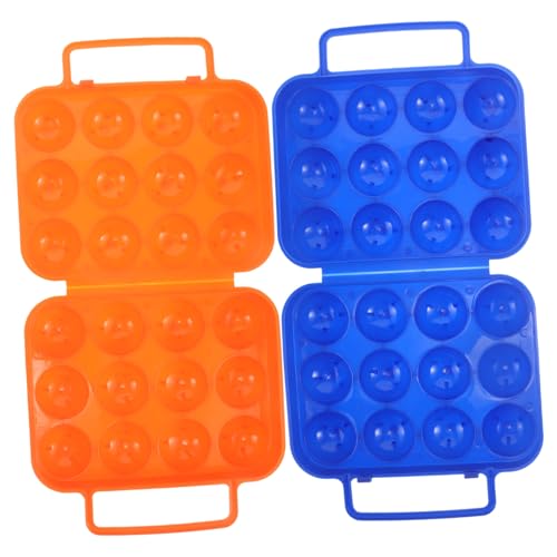 TOBBOMEY Boîte à Œufs Antichoc 12 Œufs Portable en Plastique Léger Bleu et Orange, Organisateur de Rangement Extérieur et Domestique pour Camping, Pique-niques – Lot de 2