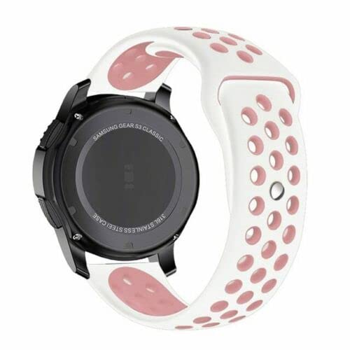Compatible For Garmin Approach S40/S12/Forerunner 245/F55/645 /Vivomove HR/Luxe/Style/Venu/Venu SQ/Vivoactive 3/Music/Strap Silicone Fitness Wrist Smart Watch Band Sports Breathable (White/Pink)