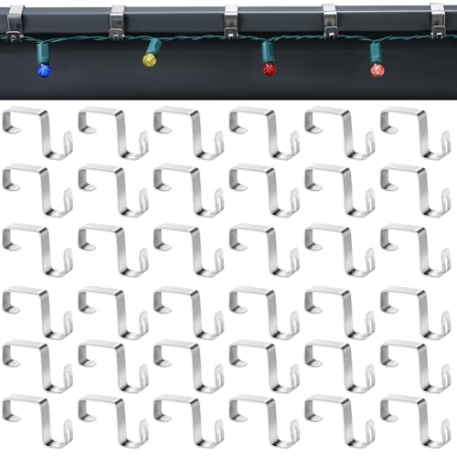 MorningRo 50 Pcs Gutter Clips for Hanging Outdoor Lights Christmas Hooks Aluminum Weatherproof...
