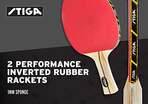 Stiga Performance 2 Player Ping Pong Set – 2 Table Tennis Rackets, 3 – 3 Star Orange Balls Included #TOP2