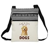 LiuenMgg Just Love Dogs Messenger Bag Small Ethnic Pattern Printed Adjustable Strap Crossbody Zipper Bag Puppy Phone Bag Wallet Cute Shoulder Handbag for Dog Lovers Dog Mom Women