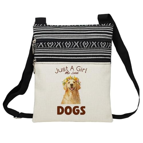 Just Love Dogs Messenger Bag Small Ethnic Pattern Printed Adjustable Strap Crossbody Zipper Bag Puppy Phone Bag Wallet Cute Shoulder Handbag for Dog Lovers Dog Mom Women