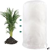 PHUSTJKL Winterschutz für Pflanzen 60x80cm Winterschutz für Kübelpflanzen Frostschutz, Atmungsaktiv Wiederverwendbar Pflanzenschutzhaube mit Zugband für Balkonpflanzen-Weiß, 1 Stücke