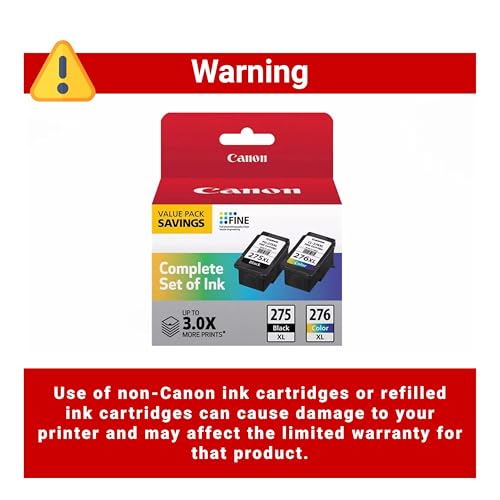 Image of Canon PG-275XL / CL-276XL Ink Cartridge Set - 2 Pack (2 Black, 2 Color) | High-Yield Compatible Replacement PIXMA TS3520, TS3522, TR4720 & More | Sharp Black Text & Vibrant Color Prints