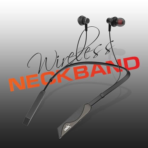 Image of Unix Elite 1 Charm Wireless Neckband | ENC Bluetooth Headset with Voice Changer (4 Modes) | 48H Playtime | Deep Bass | Magnetic Earbuds | Sweat Resistant | Stylish Neckband with Mic (Black)