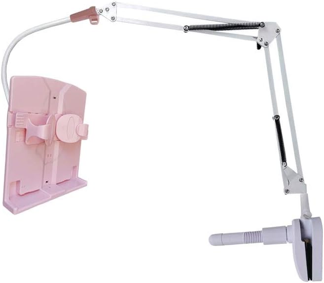 Desktop Bedside Book Stand Bed Reading Shelf Adjustable Book Holder Suitable for Mobile Tablet Ipad (Color : Pink)