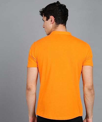 Image of Urbano Fashion Men's Solid Cotton Slim Fit Polo Shirt with Mandarin Collar