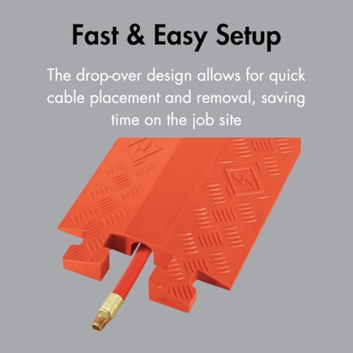 Image of Checkers 1 Channel Industrial Drive Over Cable Protector, Drop Over for 2.25 inch Lines, 23k /Axle Load Capacity Hose and Cable Ramp for Heavy Duty Equipment, Made in The USA, Black, CP1X225-GP-DO-B