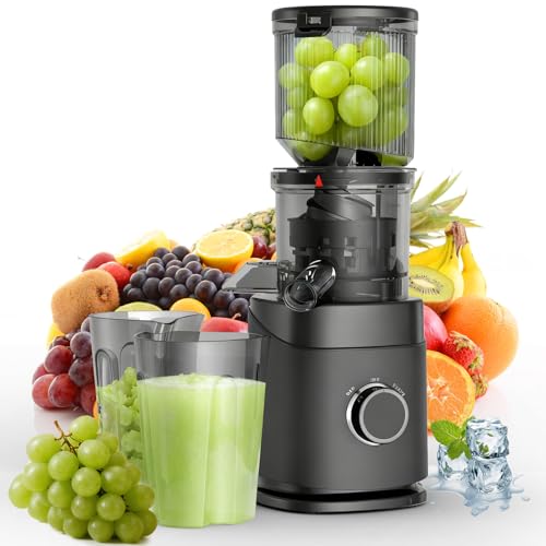 Juicer Machines, Cold Press Juicer with Wide Chute, 150 Watts Slow Masticating Juicers, High Juice Yield for Leafy Greens, Fruits & Vegetables, Easy to Clean