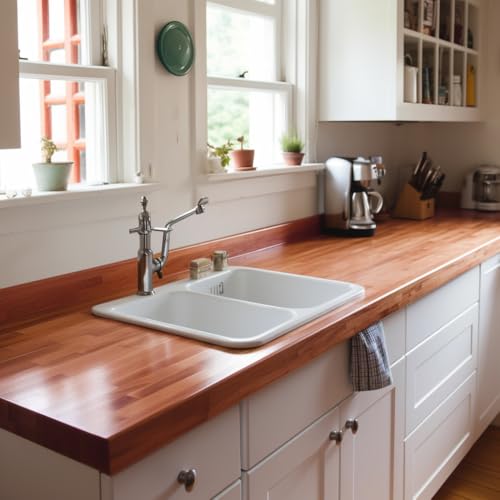 Image of Cherry Wood Backsplash, 25x4x3 /4 inches, USA-Grown Solid Hardwood, Pre-Sanded & Pre-Finished, Ready to Use, Ideal for Pairing with CONSDAN Butcher Block Countertop