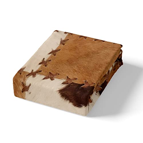 Cowhide Bedding Sets Patchwork Cow Fur Print Comforter Cover Farm Animal Duvet Cover Set For Kids Boys Girls Western Cowboy Farmhouse Bedspreads Cover With 2 Pillow Cases Bedroom Decor King Size #TOP3