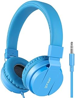 gorsun Kids Headphones with limited volume, Children Headphone Over Ear, kids headphones for boys and girls, Wired Headset for children-Blue