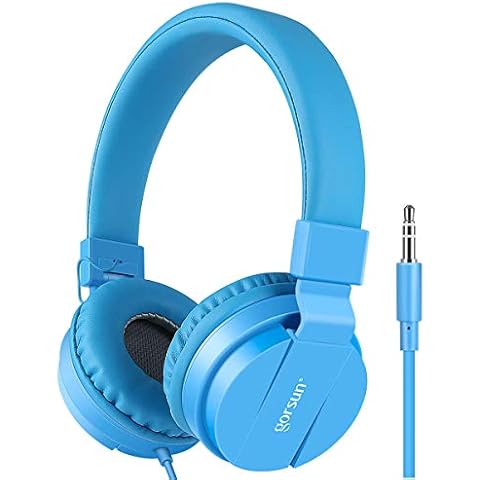 gorsun Kids Headphones with limited volume, Children Headphone Over Ear, kids headphones for boys and girls, Wired Headset for children-Blue Cover