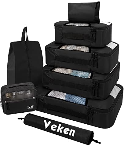 8 Set of Various Colored Packing Cubes for Suitcases in 4 Sizes(Extra Large, Large, Medium, Small),Veken Packing Cubes for Travel Accessories Travel Essentials, Suitcase Organizer Bags Set, Luggage Organizer Bags for Carry on Suitcases