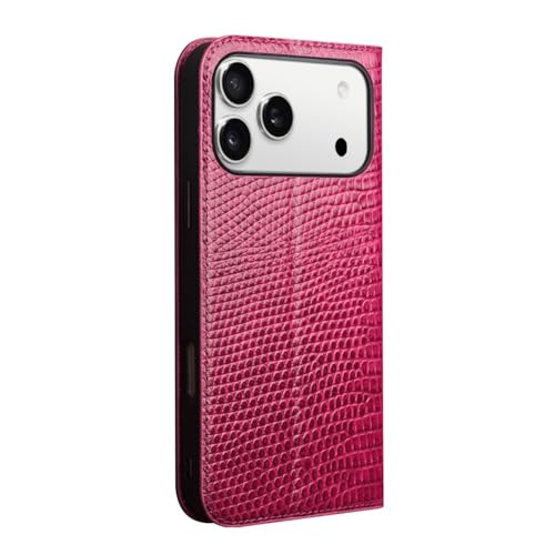 Coque iPhone 17 Pro Qialino en cuir rose effet crocodile chic - 6