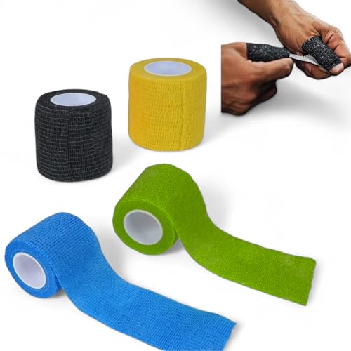 Venda Autoadhesiva, Venda Cohesiva, Tape Crossfit Dedos, Vendas Autoadhesivas, Tape Autoadhesivo, Tape Crossfit, Esparadrapo Crossfit, Esparadrapo Escalada (4 rollos)
