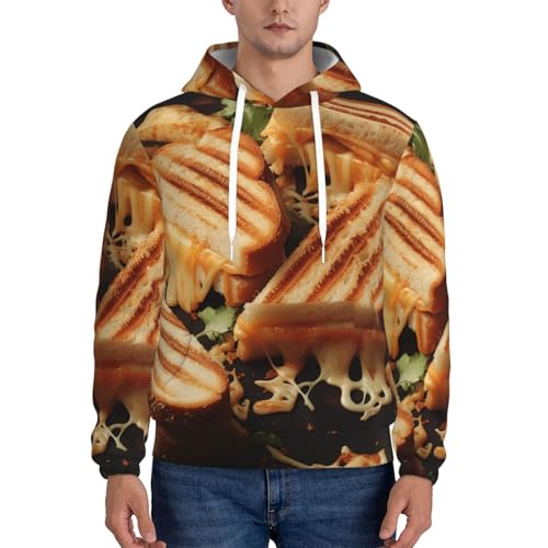 Men's Fleece Pullover Hoodie Long Sleeve Hooded Cheese Sandwiches Sweatshirt Casual Shirts With Pockets2