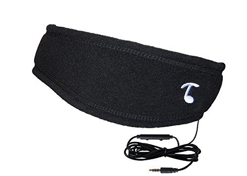 TOOKS NextGen SPORTEC Band (Fleece) - Headphone Headband with Integrated Removable Headphones | New Inline Remote with Microphone, Volume Adjust and Music/Call Control | Color: Black