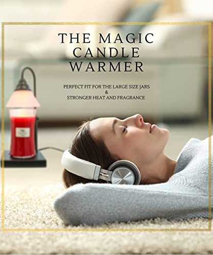Hestia Magic Candle Warmer Lamp, Height Adjustable For Yankee Candle Jar & 3 Wick Large Jars, Soot-Free Scent Release - Timer & Dimmable Candle Lamp, Top Overhead Glass Shades, 110-120V (Black, Timer) #TOP3